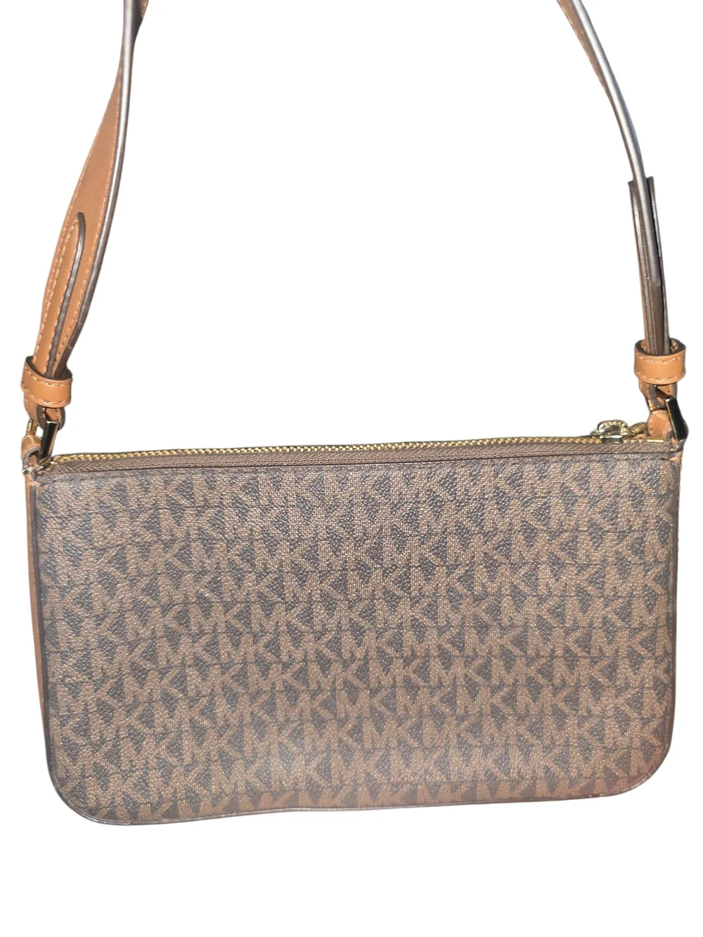 Michael Kors Tan Monogram Shoulder Bag with Gold Logo